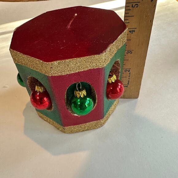 Vintage 1990s Christmas Pillar Candle Ornament Carousel Holiday Centerpiece - Picture 2 of 6